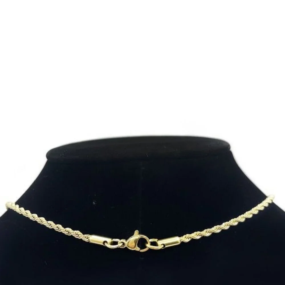 CHANEL CC Charm Pendant Camellia Black on Necklace Gold Plated Chain - Picture 5 of 10